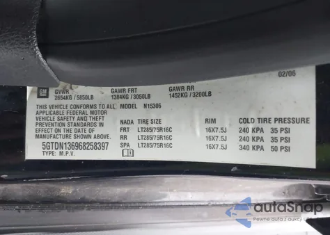 2006 Hummer H3 Suv из США, поврежденный, VIN 5GTDN136968258397